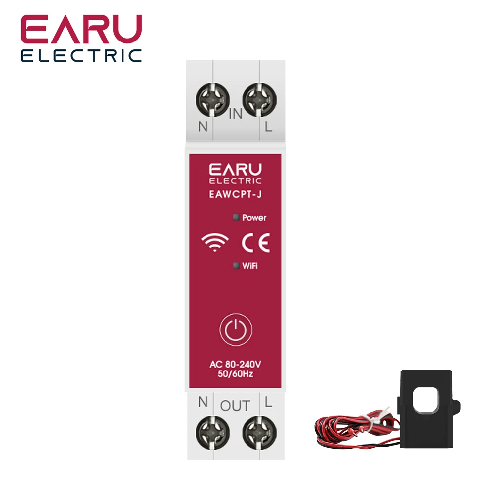 Tuya Smart Life App Wifi Energy Meter Ac 110V 230V 63A Con Trasformatore Di Corrente Morsetto Kwh Power Monitor Statistiche Sull'Elettricità