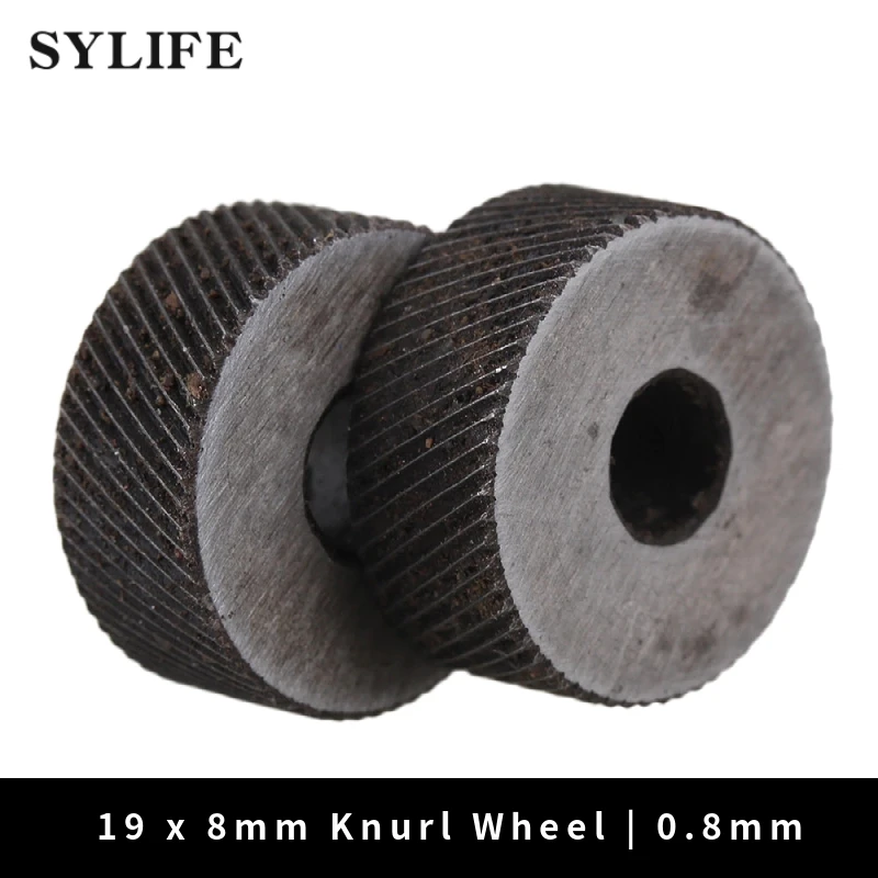 Knurling Tool Set 2PCS 19 x 8mm Knurl Wheel Tool Diagonal Coarse Twill Pattern 0.8mm Pitch Roller knurling tool set