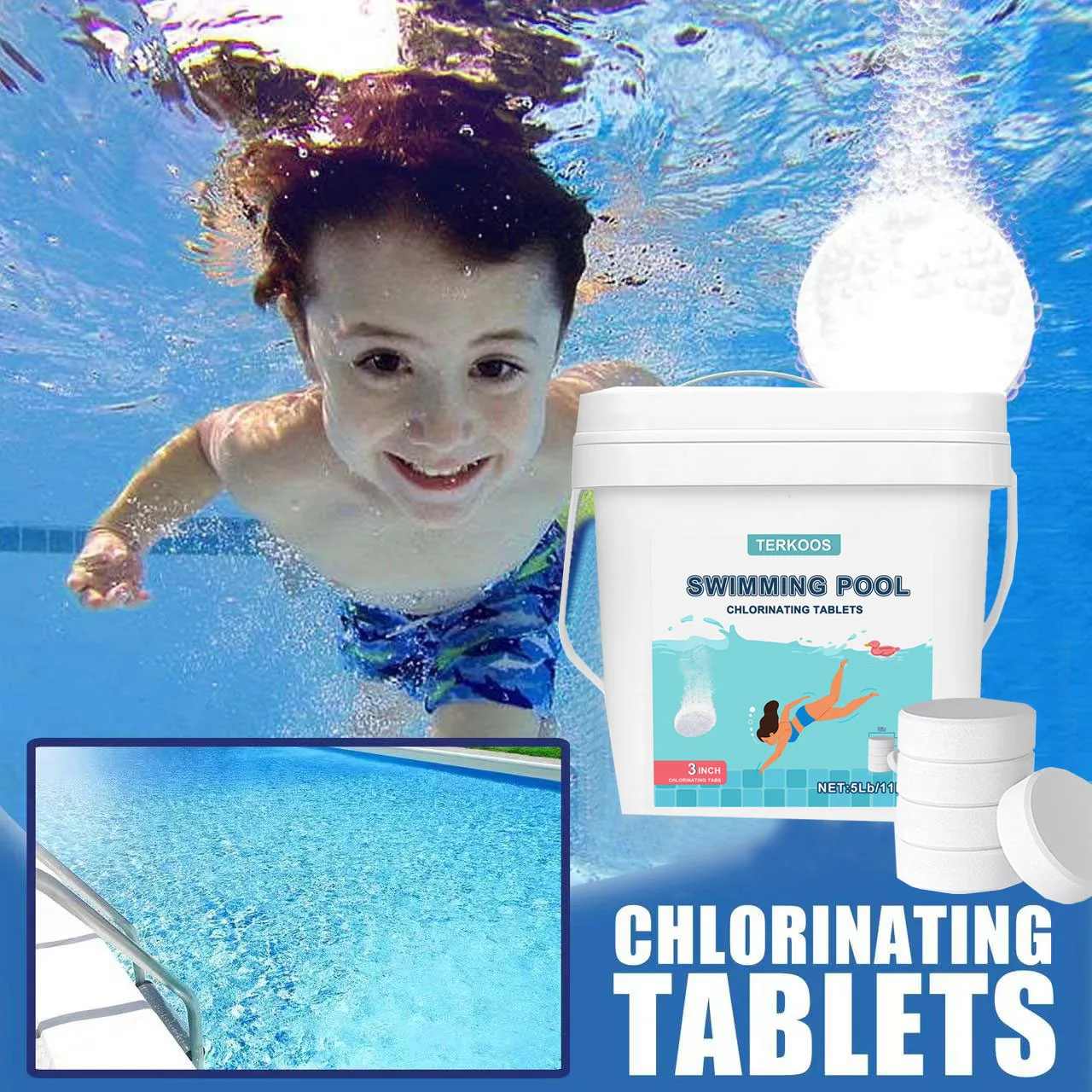 Pool Chlorine Tablets 3inch Chlorine Tablets For Swimming Pools, Stabilized Chlorine Tablets, 40LB