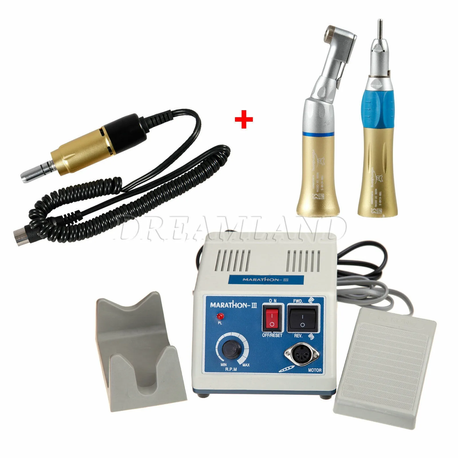 

Dental lab N3 Marathon Electric Micromotor Polisher 35K RPM Handpiece Polishing+Low Speed Straight Contra Angle Handpiece Gold