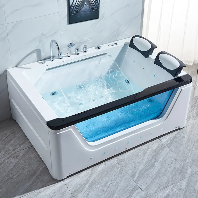 Modern Acrylic Massage Multi Functional Glass Jacuzi Whirlpools Bathtubs And Bathroom Spa Bath Tub Balboa Led Light Double 5