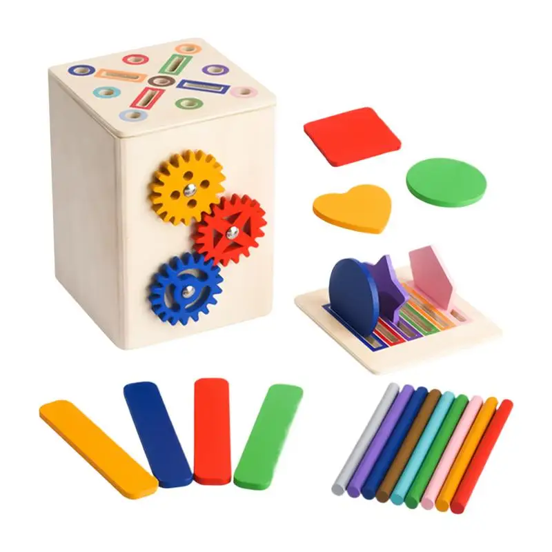 Color Sorting Toys Sensory Matching Games Wooden Shape Color Sorter Motor Skills Toys For 1-3 Year Old Boy Children