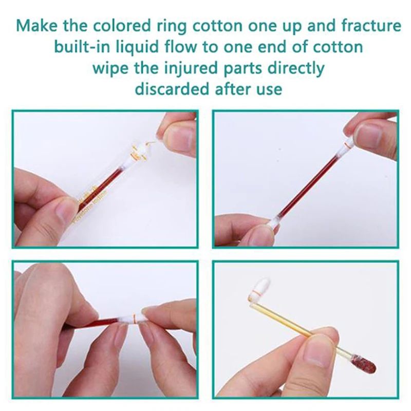 Disposable Iodine Cotton Swabs 50Pcs Disposable Medical Iodine Cotton Stick Bar Iodine Disinfected Cotton Swab