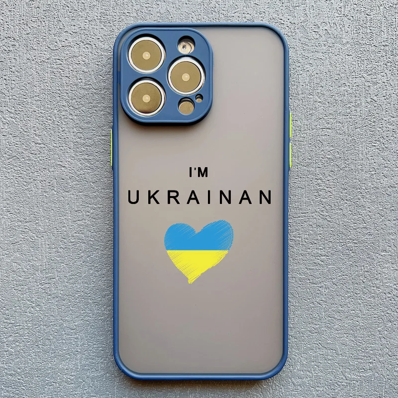 thumbnail image 1 of Funda de teléfono con patrón de corazón de amor y bandera de mapa de Ucrania para iphone 15, 14, 11, 12, 13 Pro Max, Mini, X, XS, XR, 7, 8 Plus, SE2, cubierta azul a prueba de golpes, 1 of 5