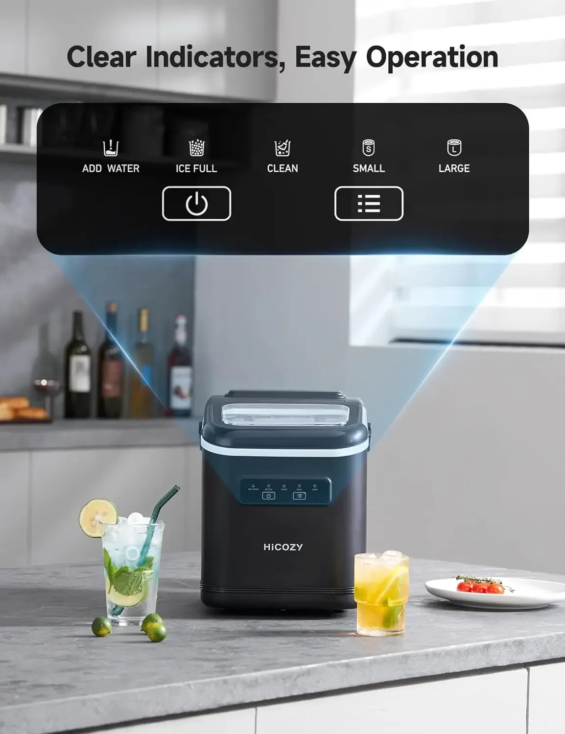 Countertop Ice Maker with Handle, Ice in 6Mins, 26 lbs/Day,Portable Ice Maker Machine with Self-Cleaning for Apartment/Under 6