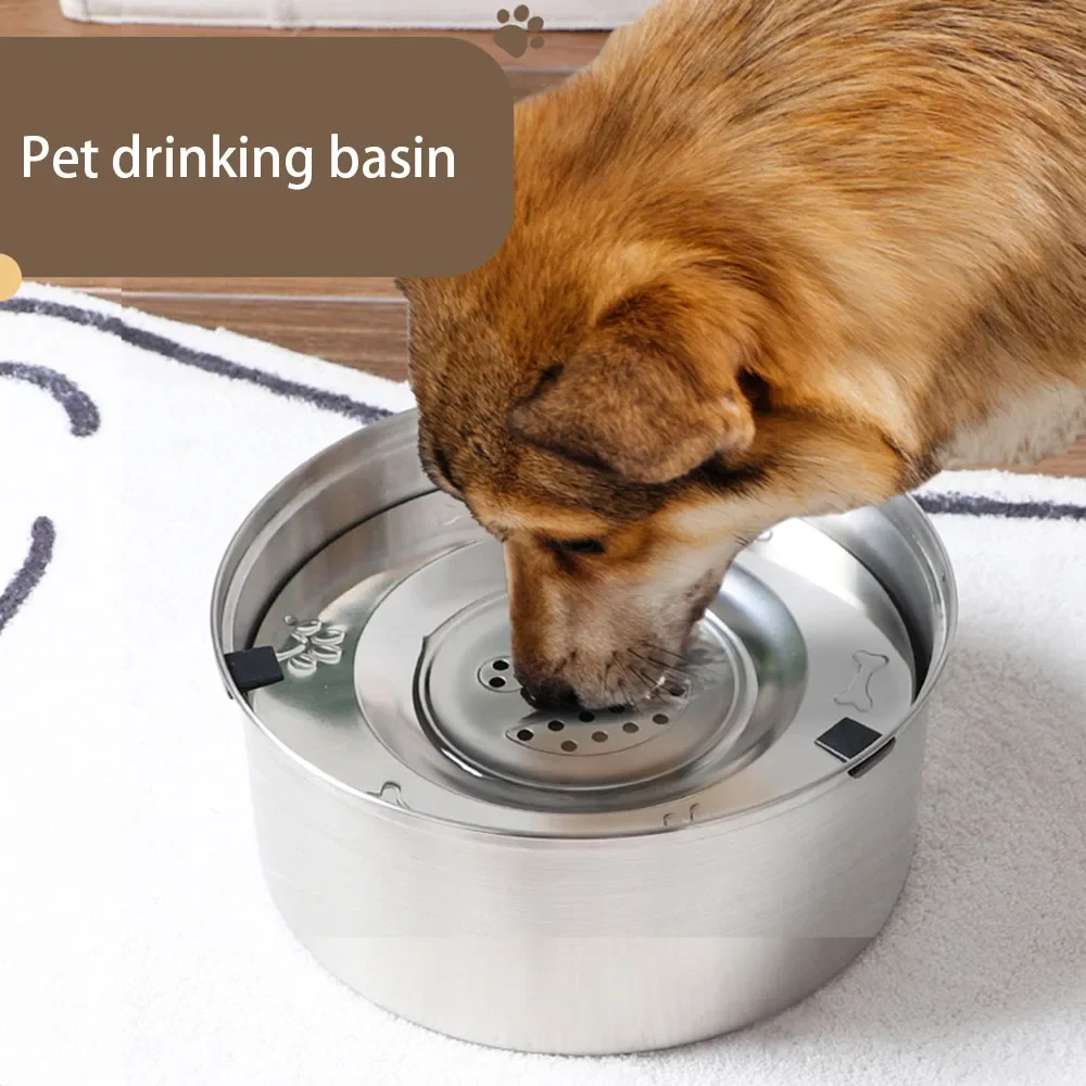 Stainless Steel Dog Bowl, Drinking Basin, Large Capacity Food Basin, Suspended Bowl Cover Design, Pet Supplies