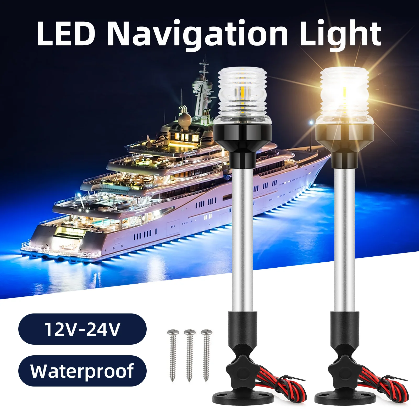 Bateau Feu De Navigation Splashproof 360 ° LED Blanche