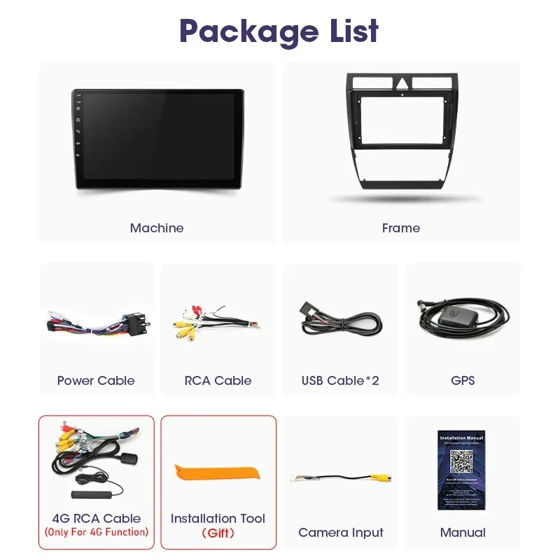자동차 라디오 카플레이, 아우디 A6 C5 1997 - 2004 S6 2 1999 - 2004 RS6 1 2002-2006 멀티미디어 비디오 플레이어 DVD, 2 Din, 안드로이드 12