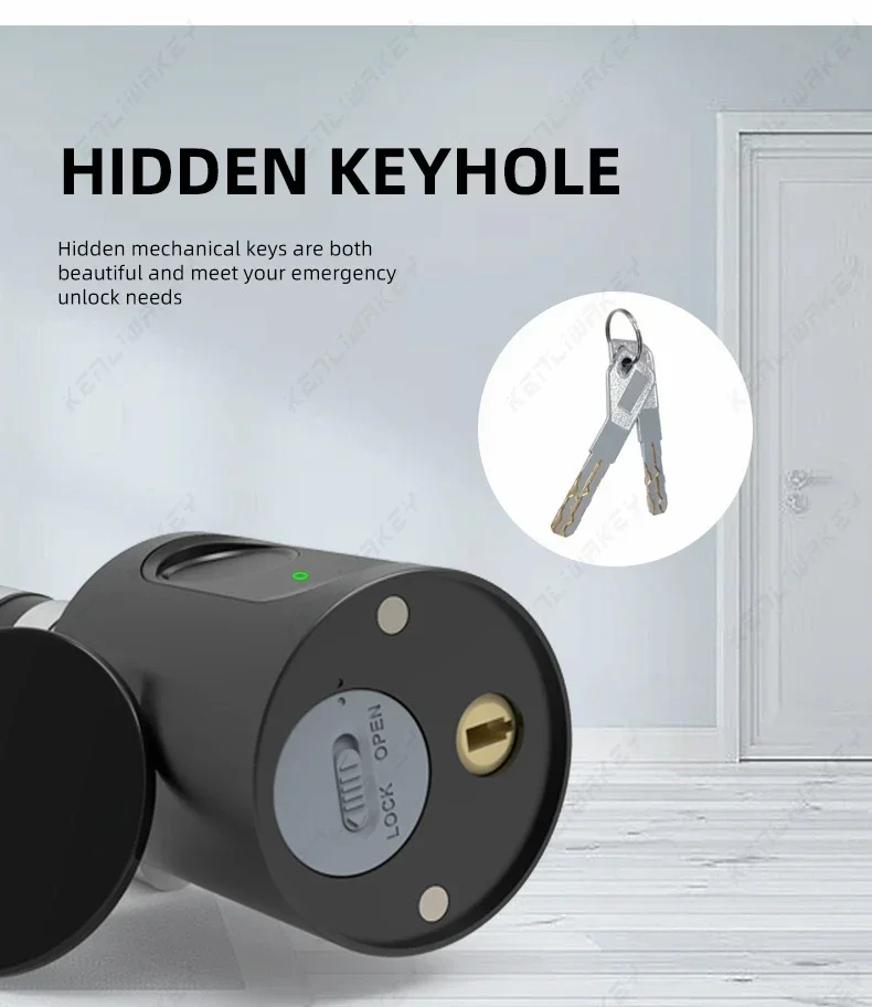 Tuya APP Fingerprint Lock Euro Cylinder Electronic Smart Door Lock RFID Card Bluetooth Digital Keyless Entry Smart Home for fingerprint door lock,fingerprint cylinder lock,smart cylinder lock,smart door lock,electronic lock,smart lock