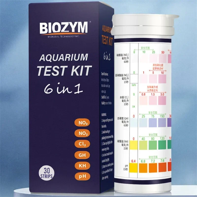 BIOZYM nitrite tester NO3/NO2/CL2/GH/KH/PH freshwater fish tank test strip