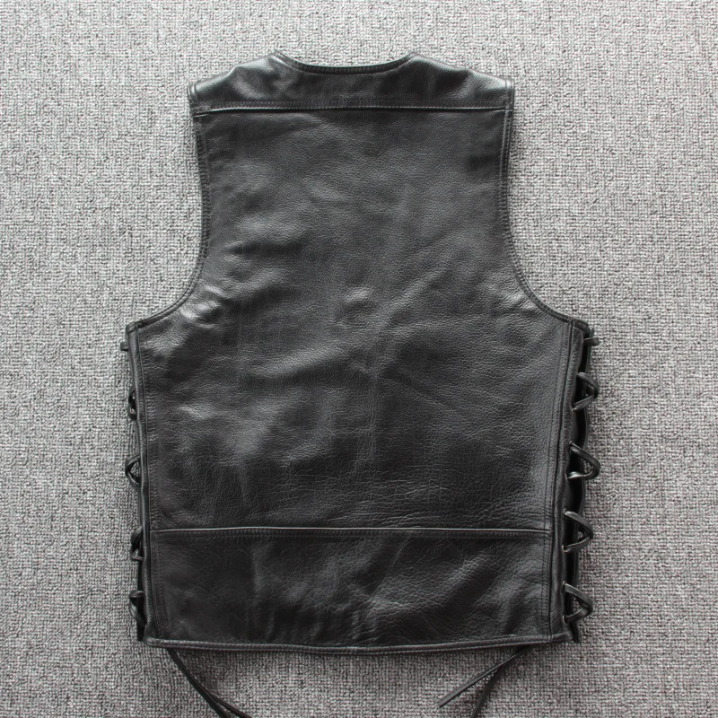 PFHQ 2023 Spring Trendy Men's Motorcycles Waistcoat Stylish Leather Jacket High Quality PU Punk Sleeveless Vest Coat Clothes New 3