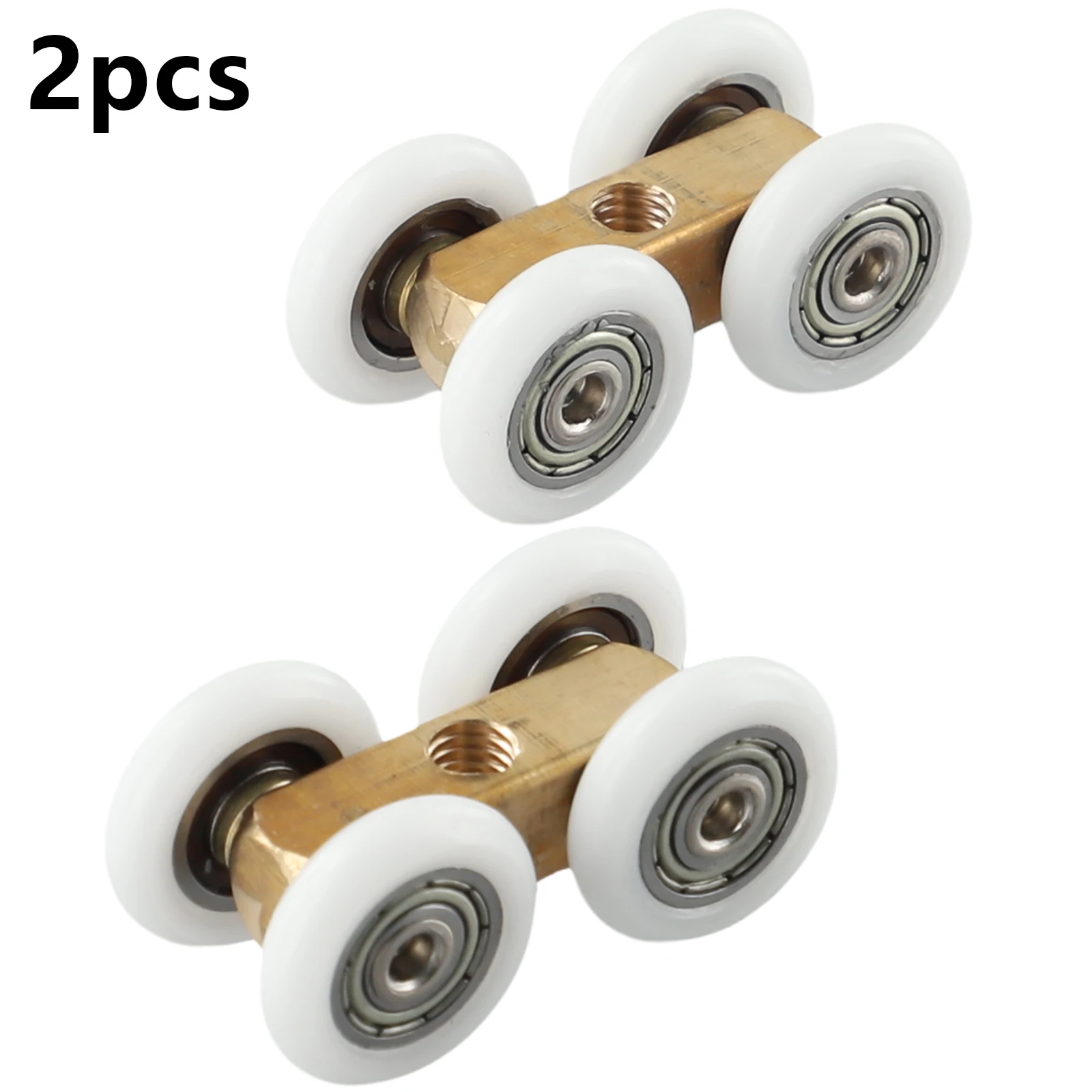 

Copper Four wheel Hanging Pulley Roller for Sliding Bathroom Door Set of 2 Adjustable Rollers with Nylon and Copper Material
