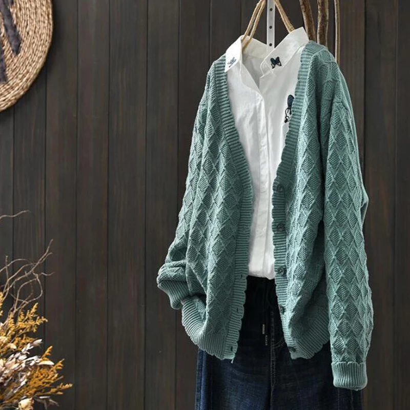 

Autumn Winter 2023 Japan Style Minimalist Style Solid Free Size Outerwear Knitted Sweaters