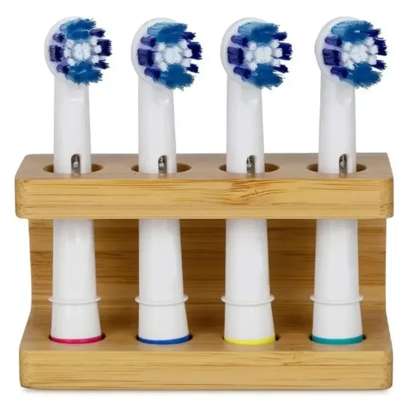 Natural Hotel Mini Multi-Slot Bamboo Electric Toothbrush Head Holder Space Saving Non-slip Durable Freestanding