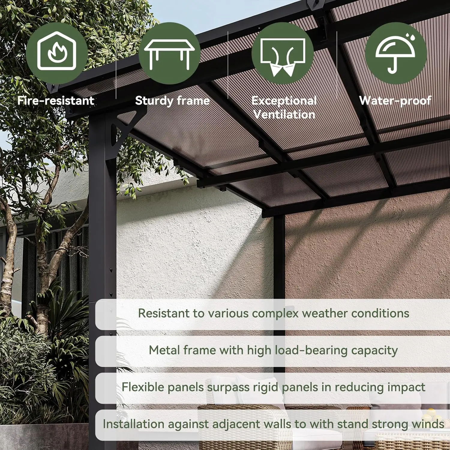 Large Wall-Mounted Patio Gazebo 4