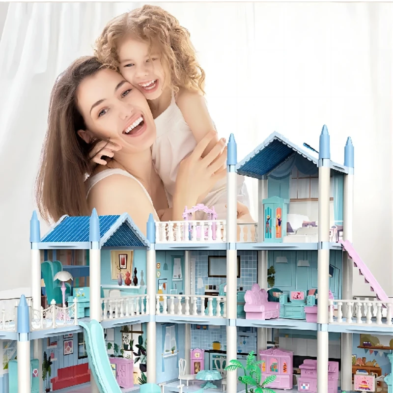 Children's Music Doll House Assembly Villa House 3D DIY Dream Princess Castle Villa Assembly Doll House Set Toy Girl Family Toy