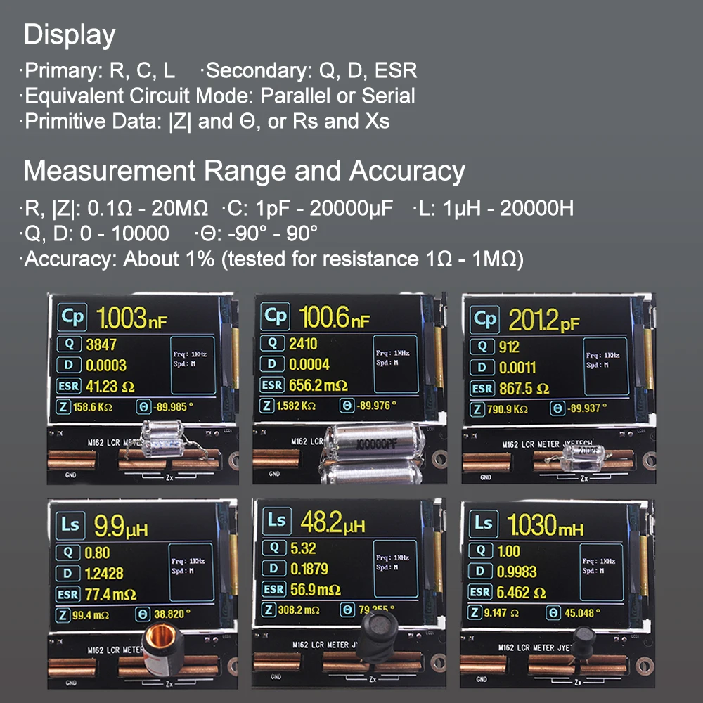 M162 LCR Meter DIY Kit Portable Capacitance Tester Multifunction Inductor Capacitor Resistance Detector Fully Automatic Ranging 6