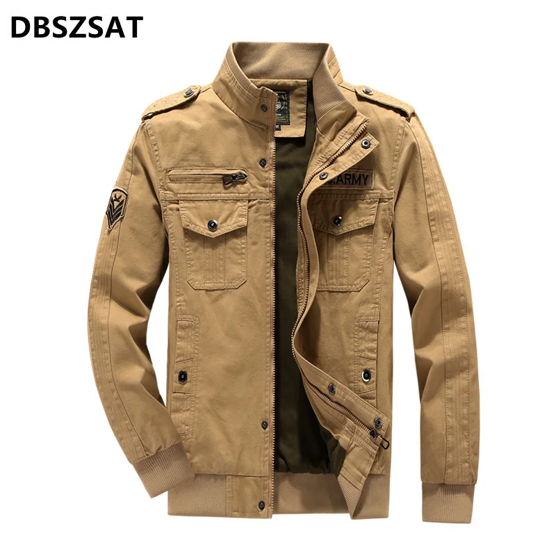 

Military Jacket Men 2022 Fashion Stand Collar Male Bomber Jacket Pilot Mens Army Jackets and Coats Cargo Outwear Rib Sleeve 3XL