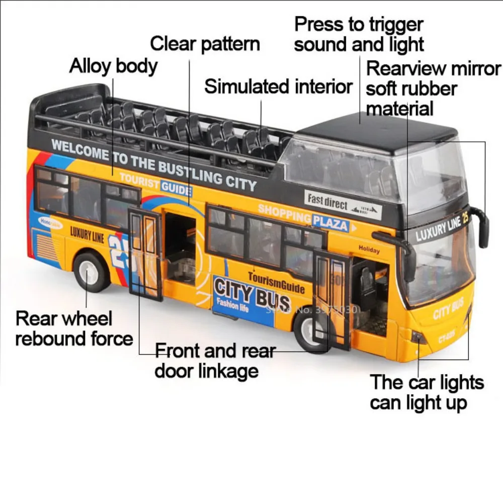 カーズ オーバーサイズ DOUBLE DECKER BUS Chicago Sightseeing Dbl Decker Bus 2168CG- 6 Inch Scale