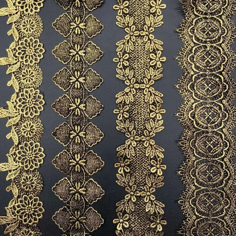 

60 Yards Black Gold Garment Accessories Water Soluble Lace