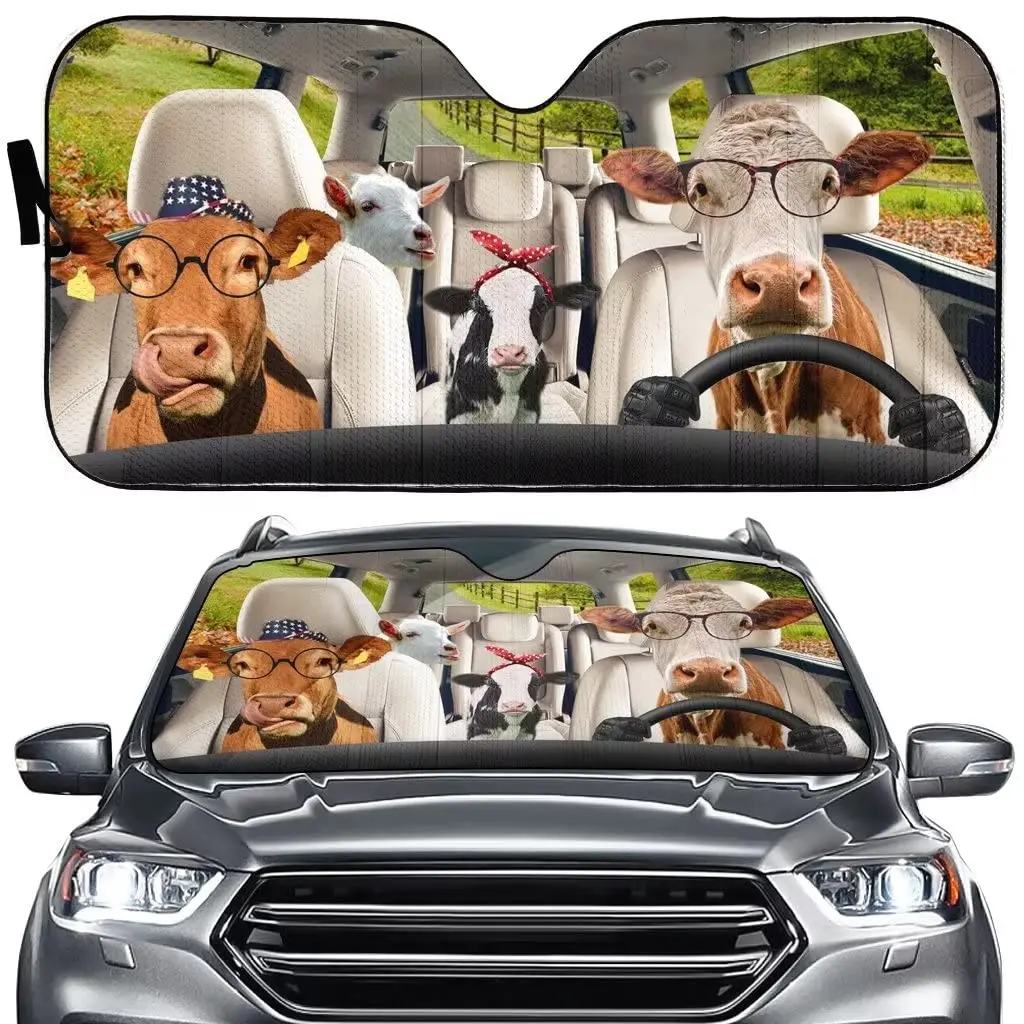 Cow Farm Pattern Print Car Sun Shade