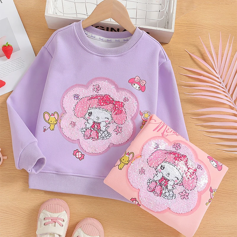

Sanrio Girls My Melody Color Changing Sequin Sweatshirt Sanrioed Spring Autumn New Cartoon Style Kawaii Round Neck Cotton Hot 23