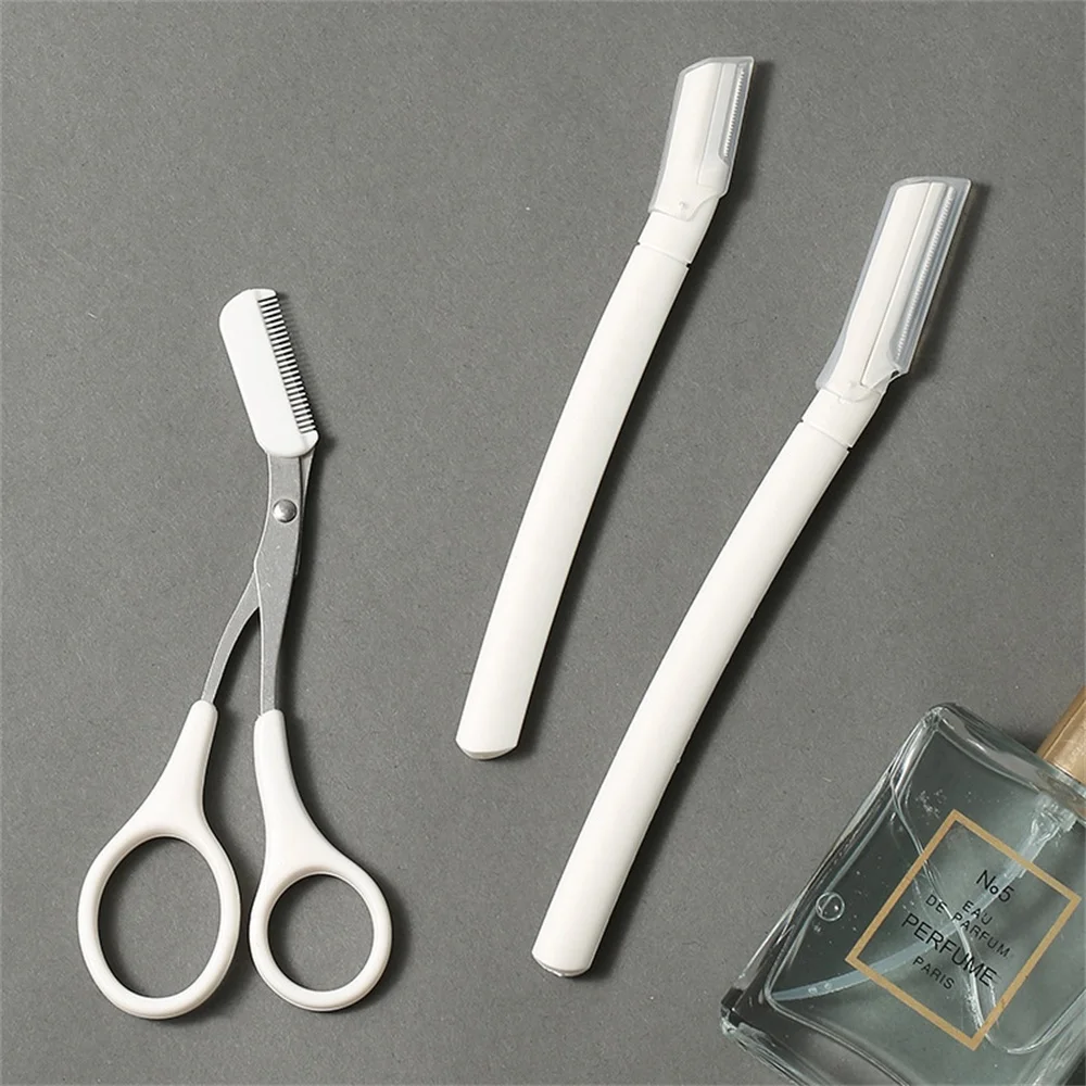 Description Picture 2 of item3Pcs Eyebrow Trimming Knife Eyebrow Face Razor For Women Professional Makeup Eyebrow Scissors Comb Brow Trimmer Scraper