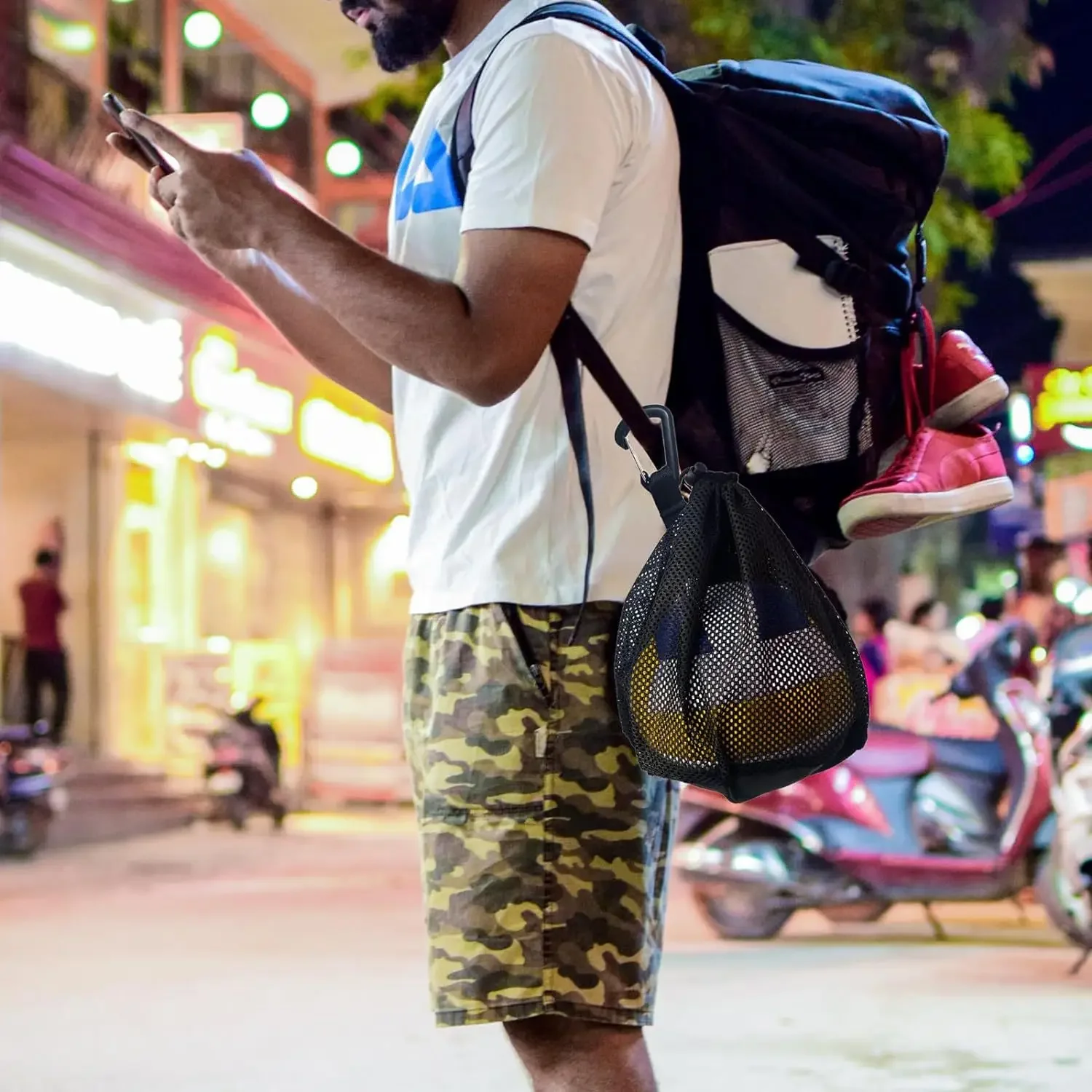 Single Ball Storage Zipper Pocket Gym Yoga Drawstring Sling Mesh Carry Bag for Basketball Volleyball Soccer Football Sports Bags