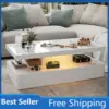 LED High Glossy Coffee Table Modern Coffee Table for Living Room 2 Tiers Rectangle Design Coffee Table with 16 Colors LED Lights 1