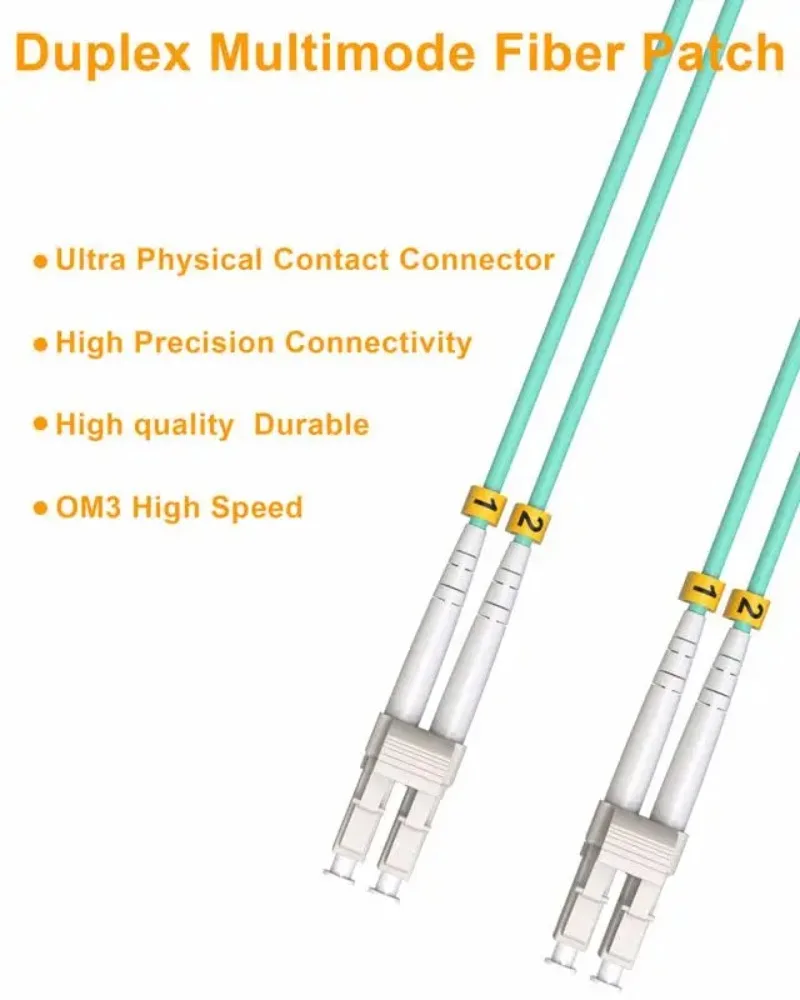 Fiber Optic Cable VANDESAIL LC-LC OM3 Fiber Optic Cable Duplex Multimode 10G Fiber Patch Cord 0.2-4m (0.65-12.8FT)