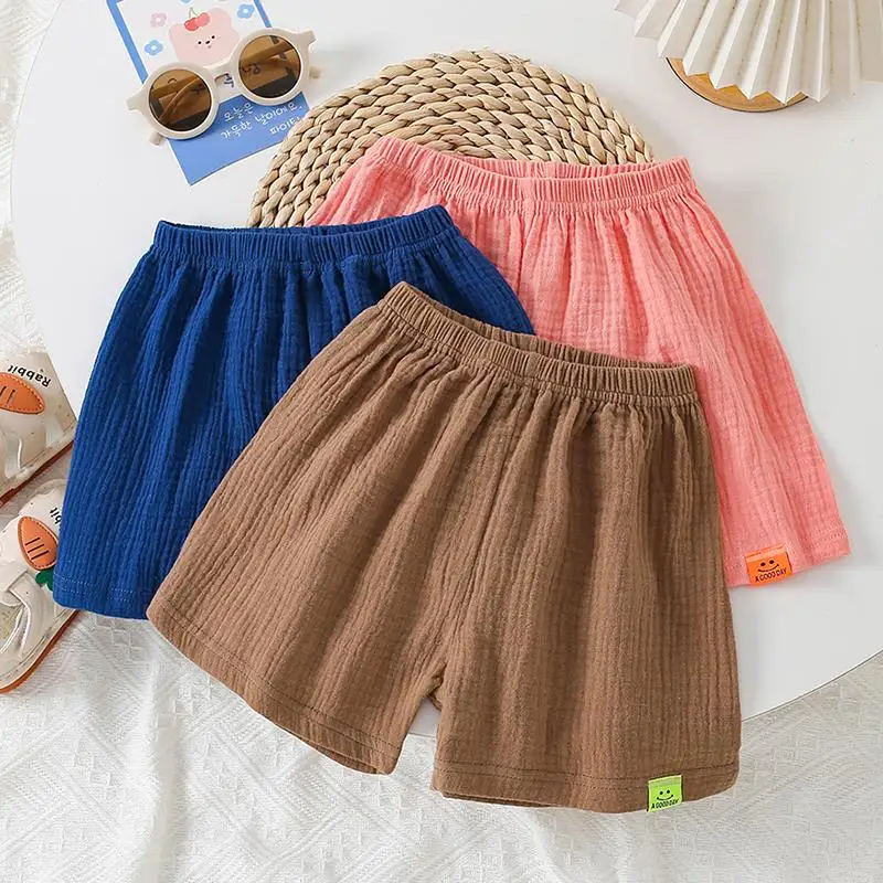 Musselina Shorts Menina 1 a 2 3 4 5 6 7 8 9 10 Anos 100 Algodão % Marrom  Azul Marinho Calças curtas para Meninos Crianças Bebê 6 a 12 18 24 Meses -  AliExpress