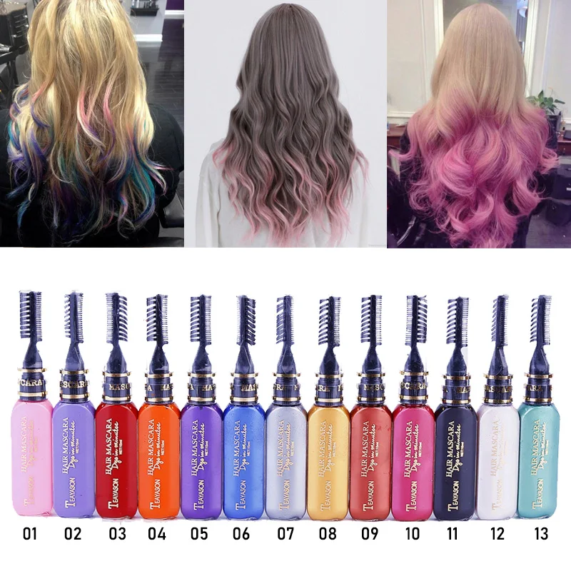 13 Colors One-off Hair Dye 15ml Temporary Non-toxic DIY Purple Mascara Washable One-time Pink Tool Dark Blue Cream | Красота и