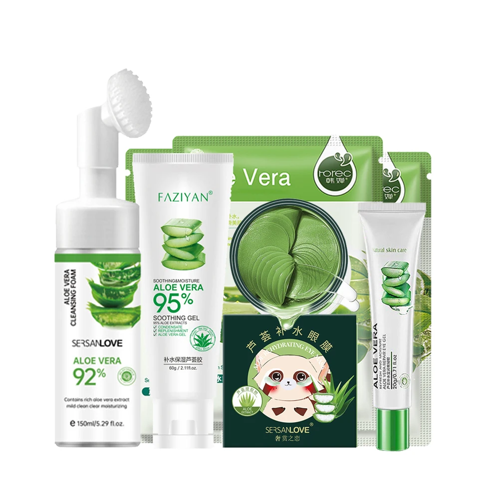 

Увлажняющий дневной крем для лица Сыворотка алоэ, восстанавливающий эффект от акне после солнца, маска для кожи вокруг глаз с темными кругами, косметический набор для ухода за кожей