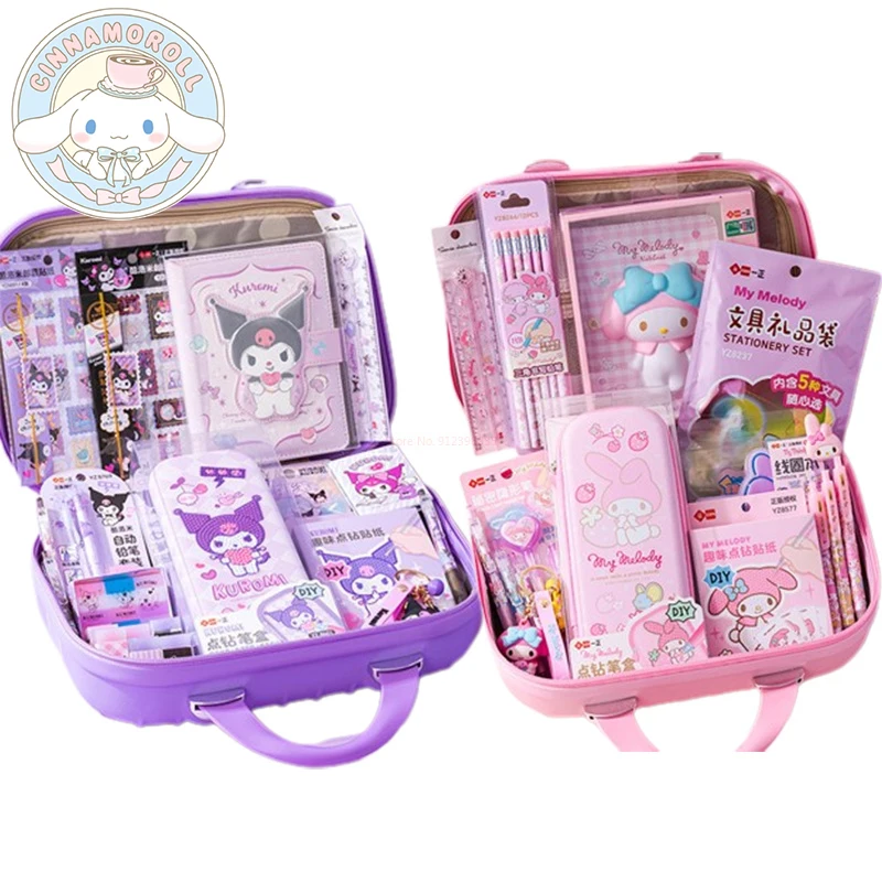 

Sanrio Cute Stationery Set Kuromi Melody Children's Learning Notebook Pencil Casesecondary School Stationery Boxe Children Gifts