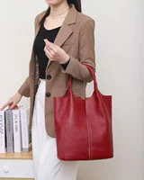 Sac fourre-tout de luxe en cuir véritable pour femme, sac à bandoulière en cuir de vachette souple de marque de créateur, grand sac seau 2