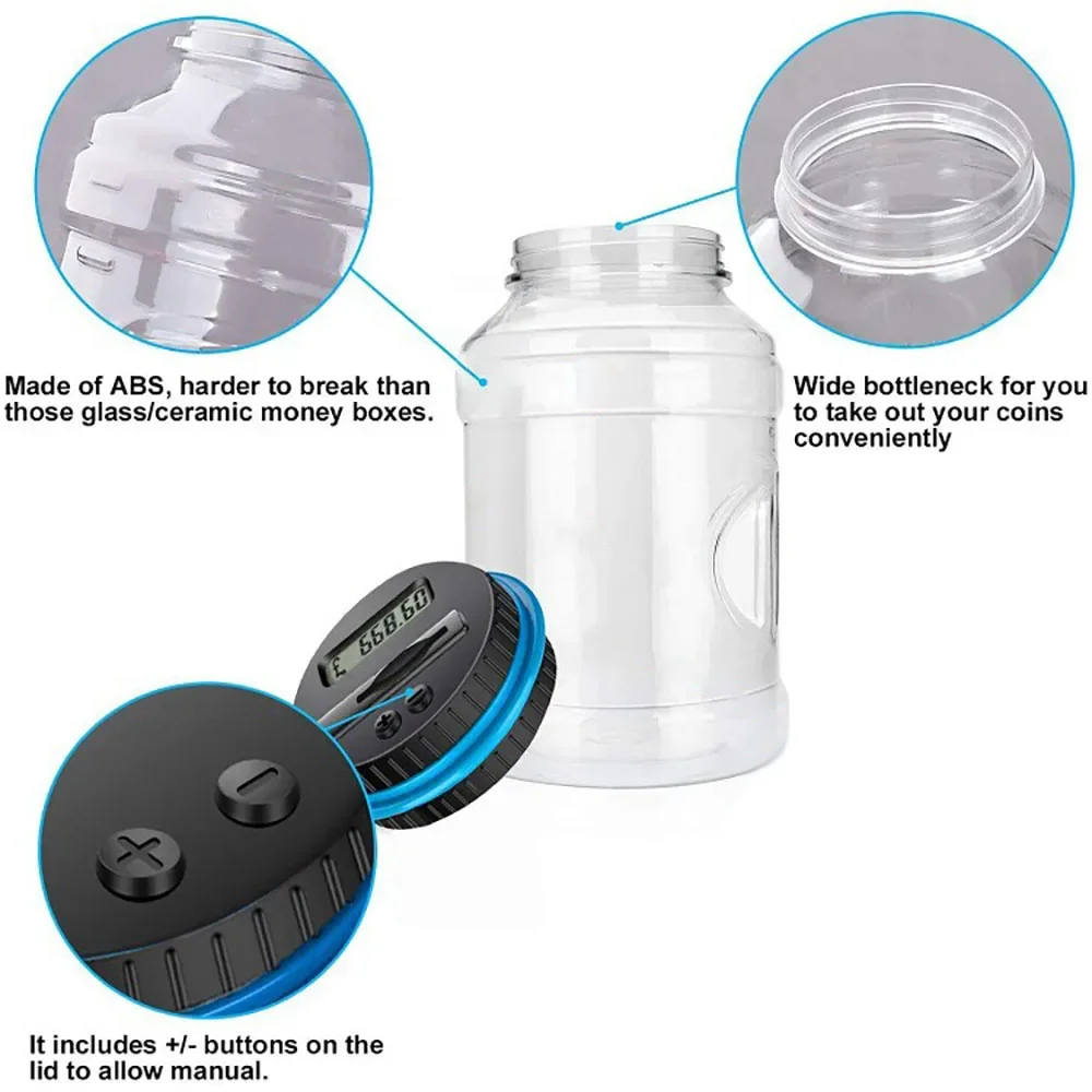 Piggy Bank Counter Coin Electronic Digital Lcd Counting Coin Money Saving Box Jar Coins Storage Box for Euro CHF Money,digital piggy bank,electronic piggy bank,piggy bank,coin bank,coin saver,coin holder