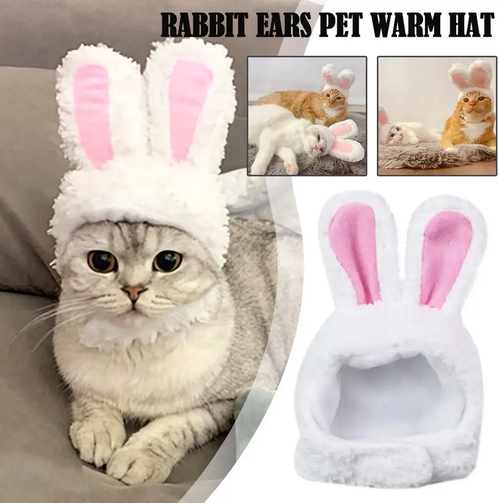 

Funny Cat Headgear Cute Rabbit Ears Cap for Cats Warm Plush Pet Hat Christmas Cosplay Props PhotoProp Kitten Headwear Suppl I4W9