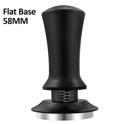Precision Stainless Steel Espresso Tamper with Calibrated Pressure Spring (Black Flat 58mm)