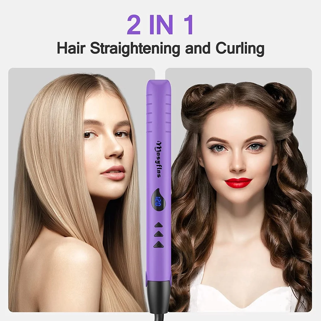 2 in 1 Hair Iron Mini Flat Iron Straightening Hot Comb Hair
