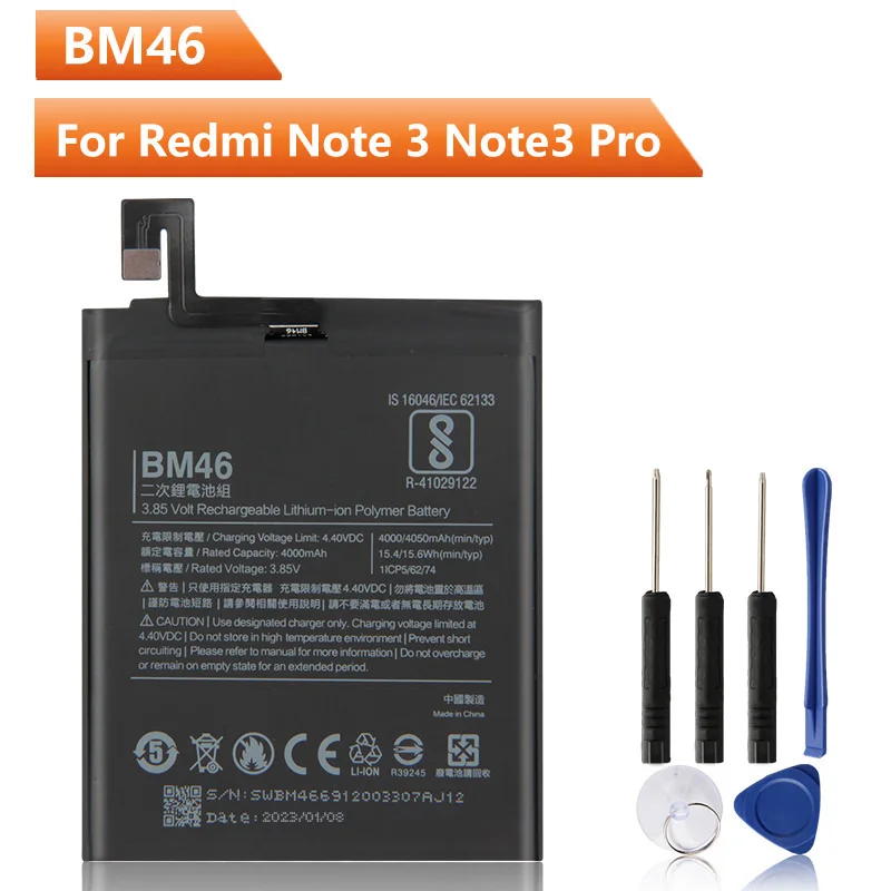 

Replacement Phone Battery BM46 For Xiaomi Note 3 redmi Note3 Pro Note 3 Rechargeable Battery 4050mAh