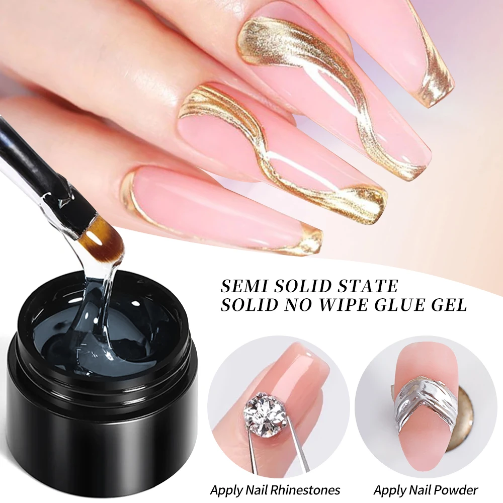 19g/5g Solid Nail Glue Gel for Diamond Rhinestones Nail Charms DIY Press on Nails No Wipe Glue Gel Manicure Strong Adhesive Gel 2