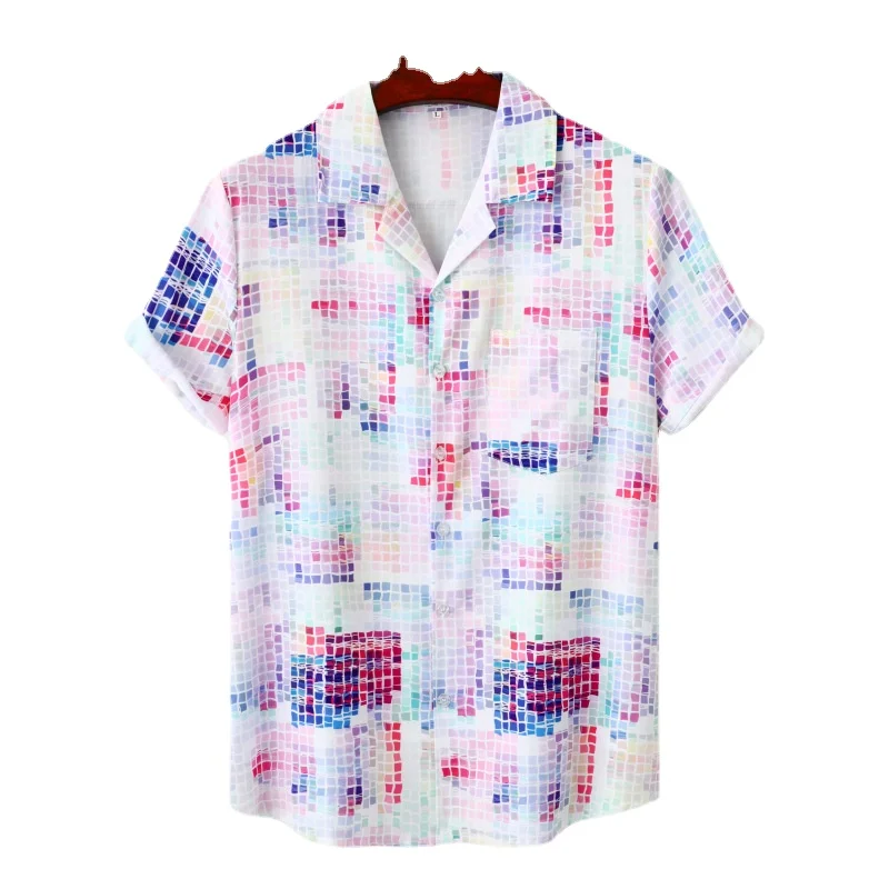 

Гавайская Мужская рубашка, простой пляжный топ в абстрактном стиле, с 3d-рисунком, круглый вырез, винтажные большие размеры, одежда для мужчин, лето