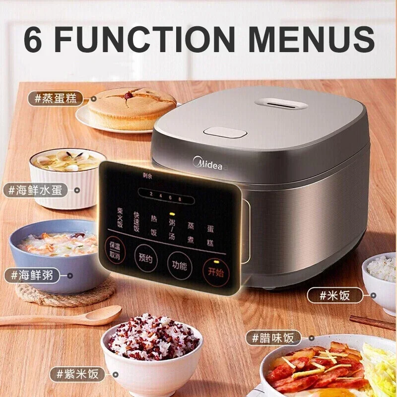 Midea Rice Cooker Large Capacity 4L/5L Suitable for 2-10 People Electric Rice Cooker Multifunctional Home Kitchen Appliances