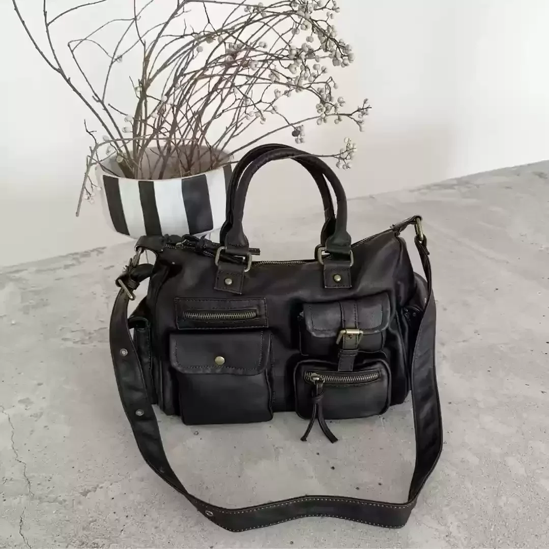 NEW Punk Women Tote Bags 2025 Trend Large Capacity Crossbody Shoulder Bags Moto Style Multi Pockets Commute Bolso Mujer