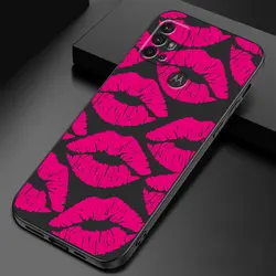 Chic TPU Soft Phone Case with Sexy Red and Black Lips Design for Moto G22 (UUAZA01)