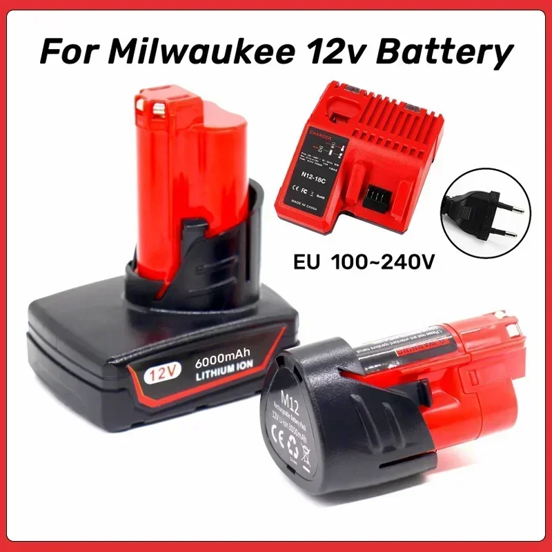 

3.0/6.0/9.0Ah 12V Screwdriver battery for milwaukee m12 12V XC Lithium-ion Battery 48-11-2460 2421 48-11-2411 Cordless Tools New