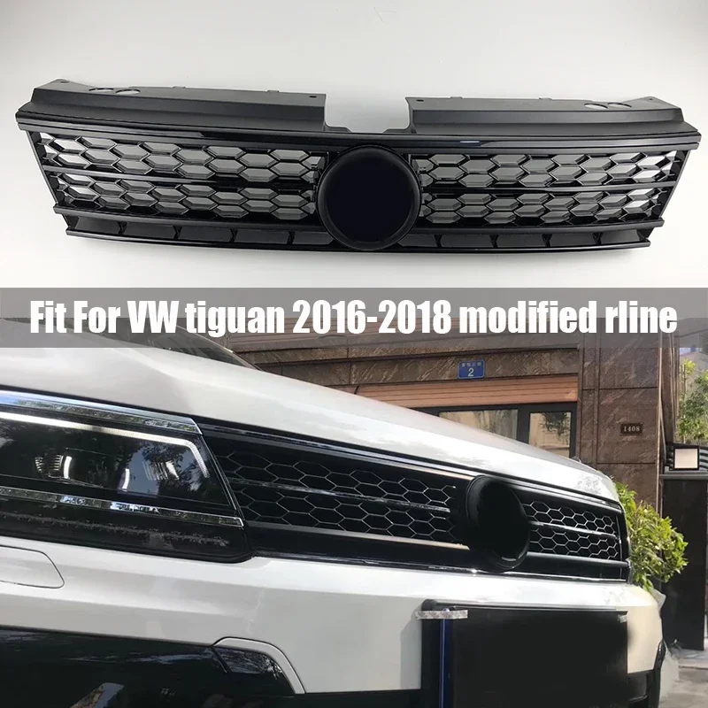 

Car Front black honeycomb racing Grille for Volkswagen vw Tiguan L 2016 2017 2018 2019 Around Trim Racing Grills modified rline