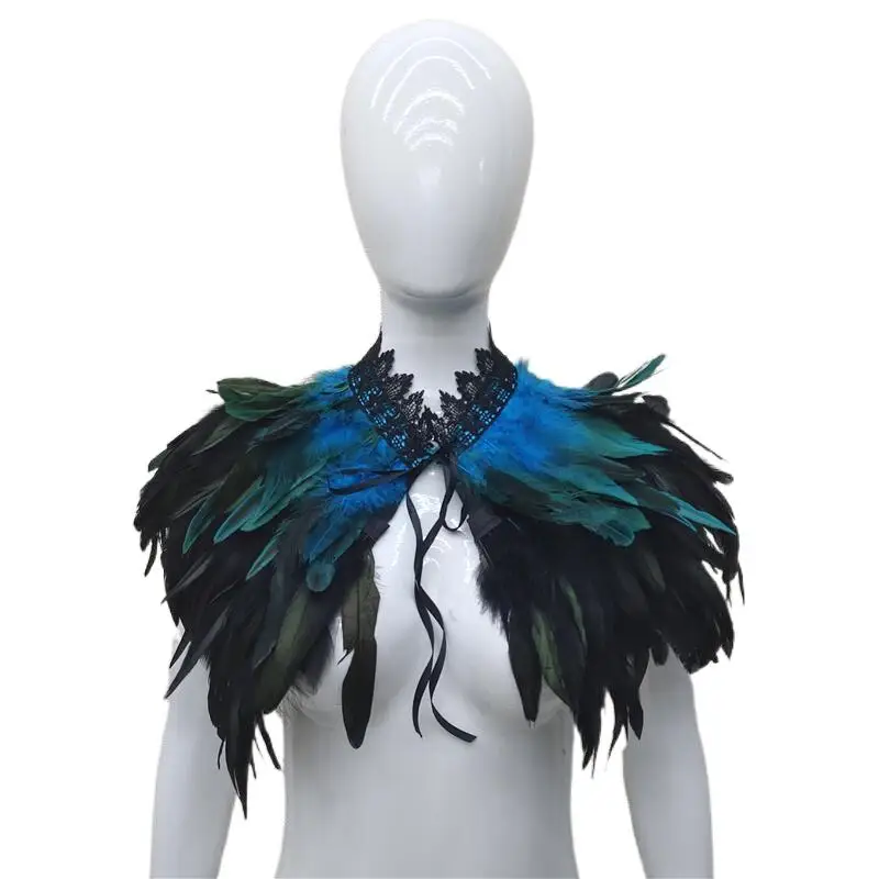 9 Color Luxury Feather Choker Gothic Clothes Accessories Party Cosplay Feather Fur Shawl Scarf Women Halloween Decor Pro Wrapm