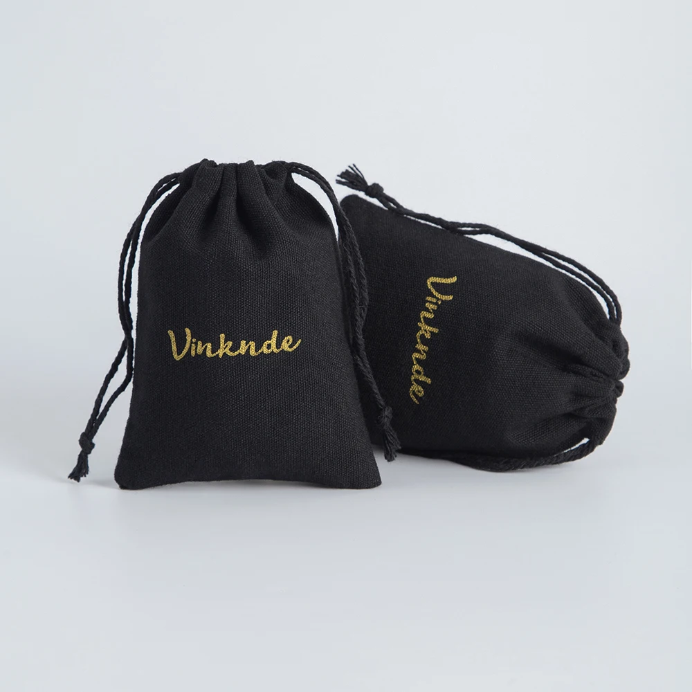 

Индивидуальный Логотип, черная холщовая хлопчатобумажная упаковка, сумка на шнурке, двойная хлопчатобумажная лента, Подарочная сумка для ювелирных изделий, свадебные сувениры для гостей