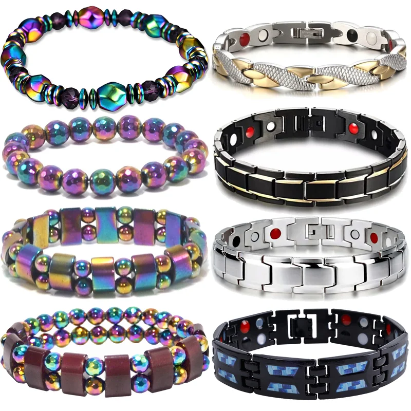 Ematite Magnetic Magnetic Therapy Bracciale Linfodrenaggio Terapeutico Detox Braccialetto Dimagrante Donna Uomo Bracciali Perdita Di Peso